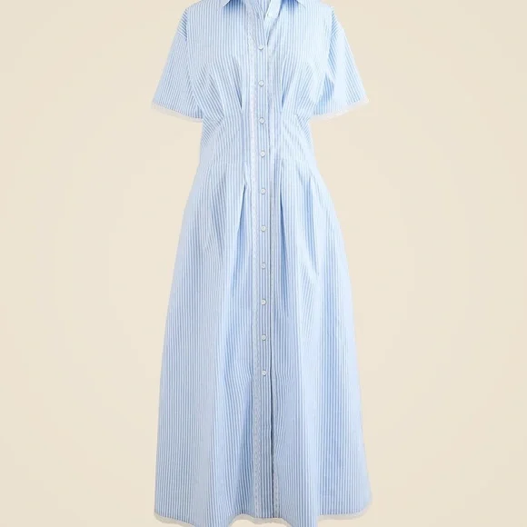 LOFT Light Blue and White Striped Shirtdress (Size 6) - Picture 1 of 10